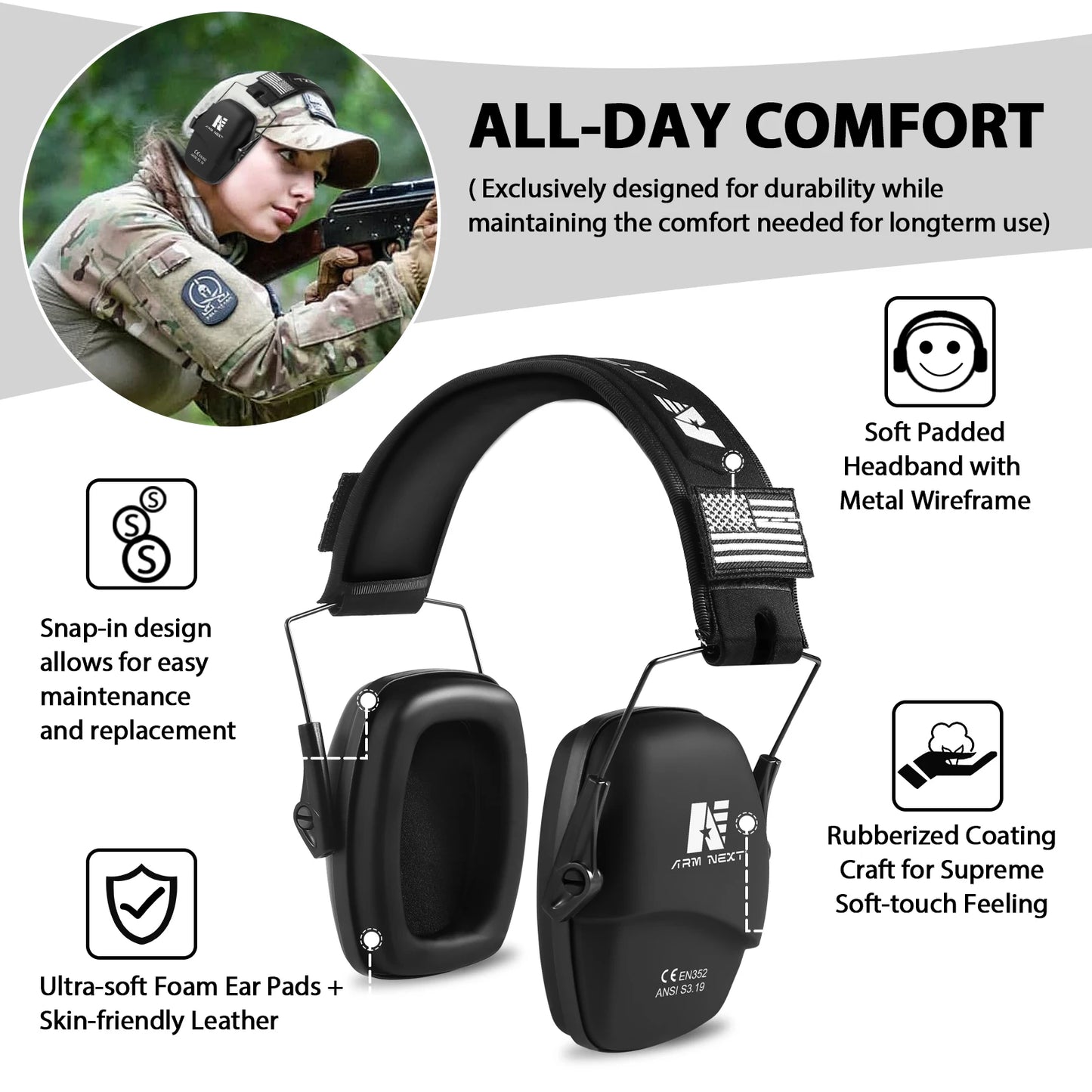 ARM NEXT V30 Tactical Shooting Headset - Noise Reduction 25dB Hearing Protection Earmuffs for Hunting & Safety - Premium hearing protection from Lizard Vigilante - Just $33.33! Shop now at Lizard Vigilante