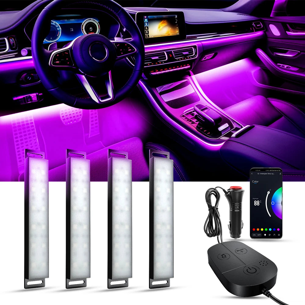 RGB Bluetooth Car LED Neon Interior Light – 12V Ambient Music Decoration with Remote Control - Premium car lights from Lizard Vigilante - Just $33.99! Shop now at Lizard Vigilante