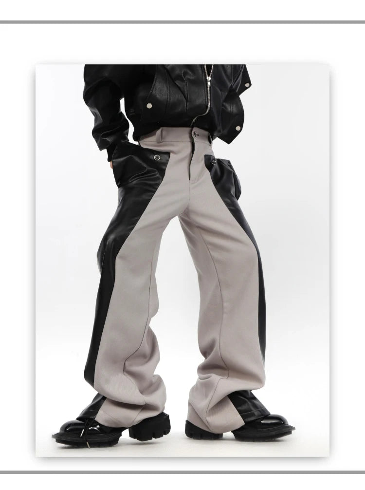 Patchwork Leather Combat Trousers – Mauroicardi Black & Toxic Green High-Waist Men’s Street Pant for Chaos & Club Damage - Premium pants from dsers - Just $159.99! Shop now at Lizard Vigilante