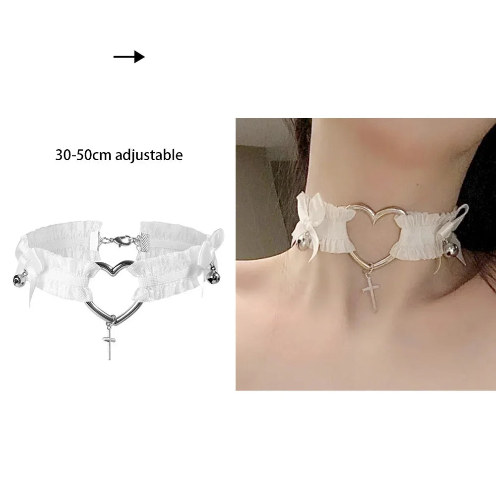 Gothic Punk Heart Choker Necklace - Edgy and Stylish - Premium necklace from Lizard Vigilante - Just $19.88! Shop now at Lizard Vigilante