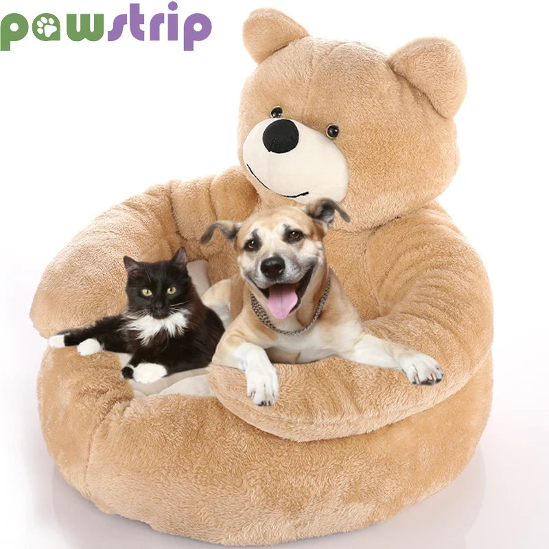 Super Soft Dog Bed Cute Winter Warm Bear Hug Cat Sleeping Mat Semi-closed Puppy Kitten Plush Nest Cushion Dog Sofa Pet Supplies - Lizard Vigilante