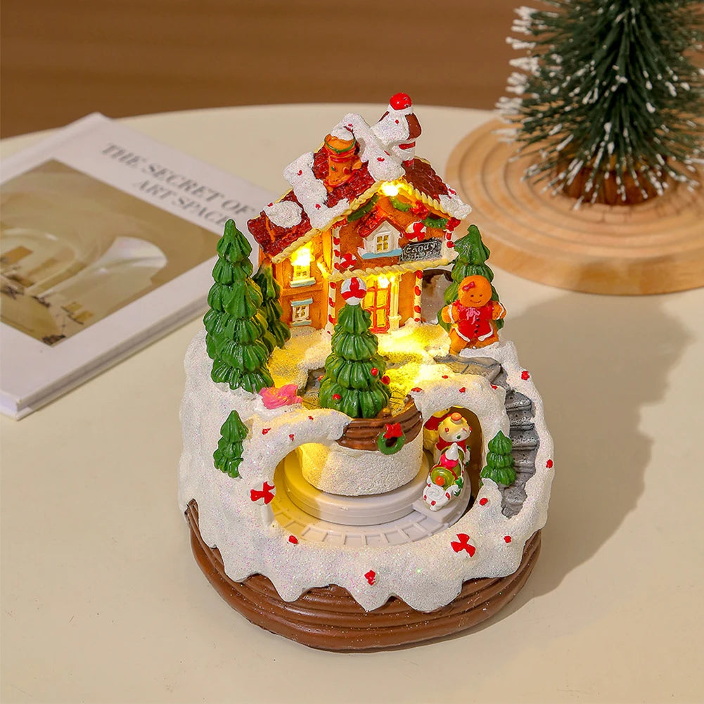 Christmas Music Box Illuminated Music Resin House Ornament Rotating Winter Scene 6.3inch Home Tabletop Decoration Gift for Kids - Premium  from Lizard Vigilante - Just $42.99! Shop now at Lizard Vigilante