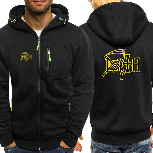 Death Rock Band Heavy Metal Printed Men's Zipper Hoodie – Fleece Sweatshirt for Spring & Autumn - Premium hoodie from Lizard Vigilante - Just $38.99! Shop now at Lizard Vigilante