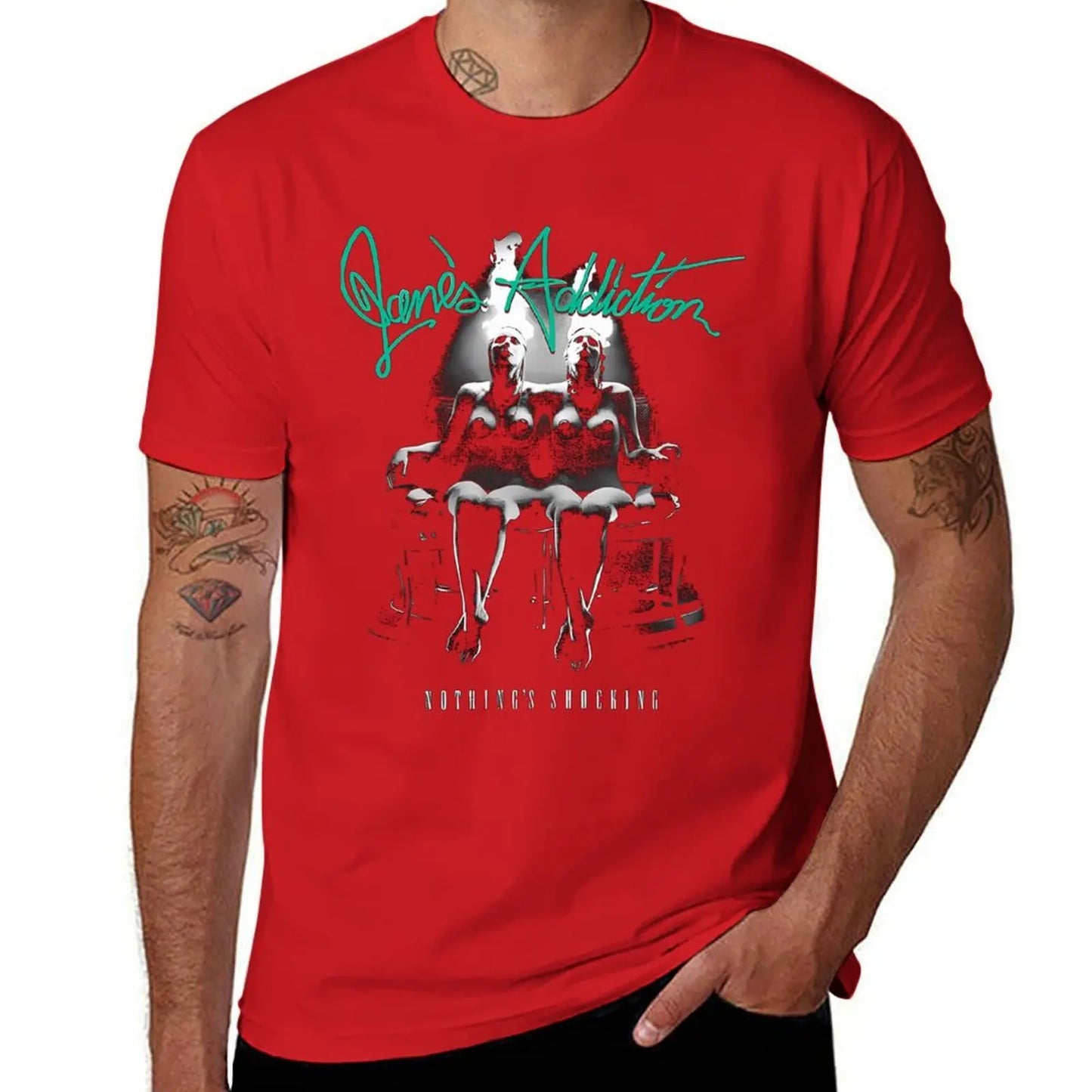 Jane's Addiction Band T-Shirt – Chic Hippie Style, Plus Size Casual Tee for Men – Blue Archive Print Short Sleeve Shirt - Premium T-Shirt from Lizard Vigilante - Just $19.99! Shop now at Lizard Vigilante