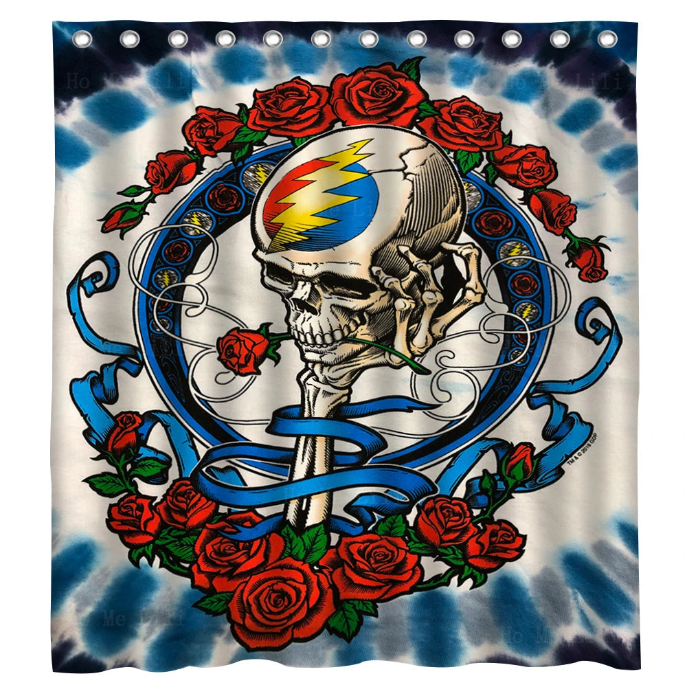 Psychedelic Skull and Rose Tie-dye Shower Curtain - A Fantasy-Inspired Bathroom Makeover - Premium shower curtain from Lizard Vigilante - Just $33.88! Shop now at Lizard Vigilante