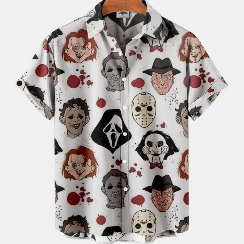 Killer Horror Character Figure Chucky Jason Freddy Scream Movie Casual Luxury Social Fashion Floral Hawaiian Short Sleeve Shirts Men's Summer Vacation Button Clothes - Lizard Vigilante