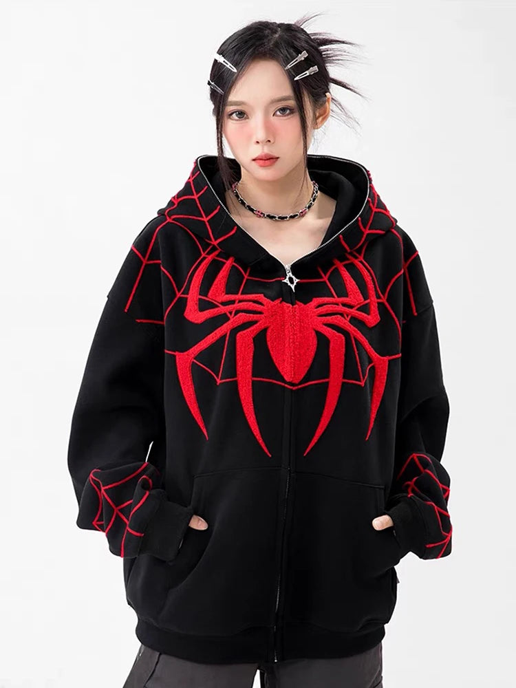 Gothic Embroidery Hoodies Y2K Anime Casual Loose Sweatshirt - Premium Sweatshirt from Lizard Vigilante - Just $48.88! Shop now at Lizard Vigilante