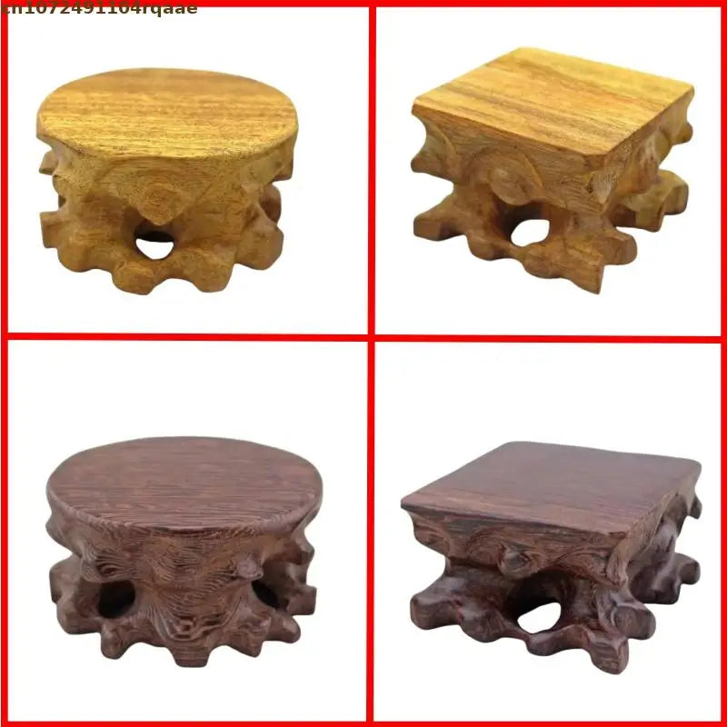 Simple Figurine Statue Display Stand Miniature Solid Wood Bases Coffee Tea Sets Pedestal Vase Flower Pot Bonsai Sorting Table
