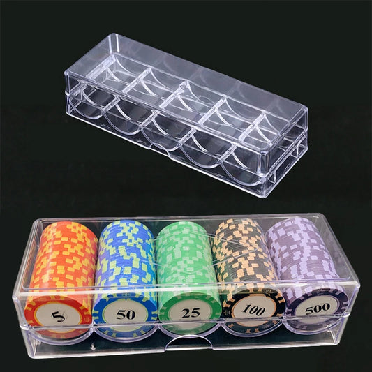 Poker Chips Storage Box – Transparent Acrylic Casino Gambling Chip Organizer with Cover – Holds 100 Chips, Perfect for Home & Party Games - Premium poker chip organizer from Lizard Vigilante - Just $21.08! Shop now at Lizard Vigilante