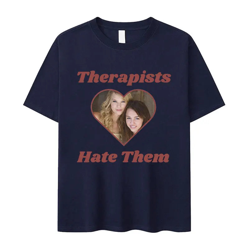 Therapists Hate Them Miley Cyrus Hannah Montana Graphic T-shirt | Retro Harajuku Fashion Oversized Cotton Tee for Men & Women - Premium tee from Lizard Vigilante - Just $26.66! Shop now at Lizard Vigilante