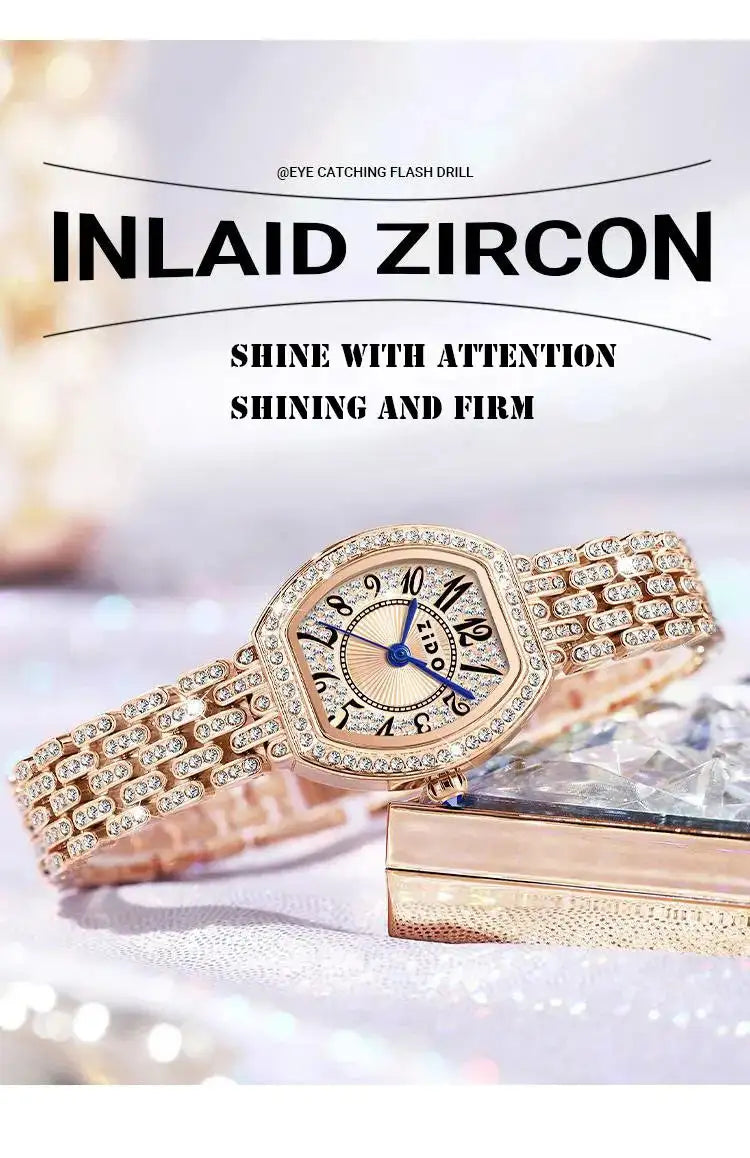 UTHAI L95 Women's Watch Light luxury Retro Barrel Shaped Digital Diamond inlaid Waterproof Ladies Fashion Quartz Clock Watches