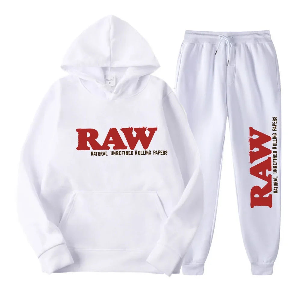 2024 Men's Set RAW Hat Running Hoodie Sweatpants Men's Set 2PK Autumn Winter Casual Woolen Sportswear - Premium  from Lizard Vigilante - Just $49.99! Shop now at Lizard Vigilante