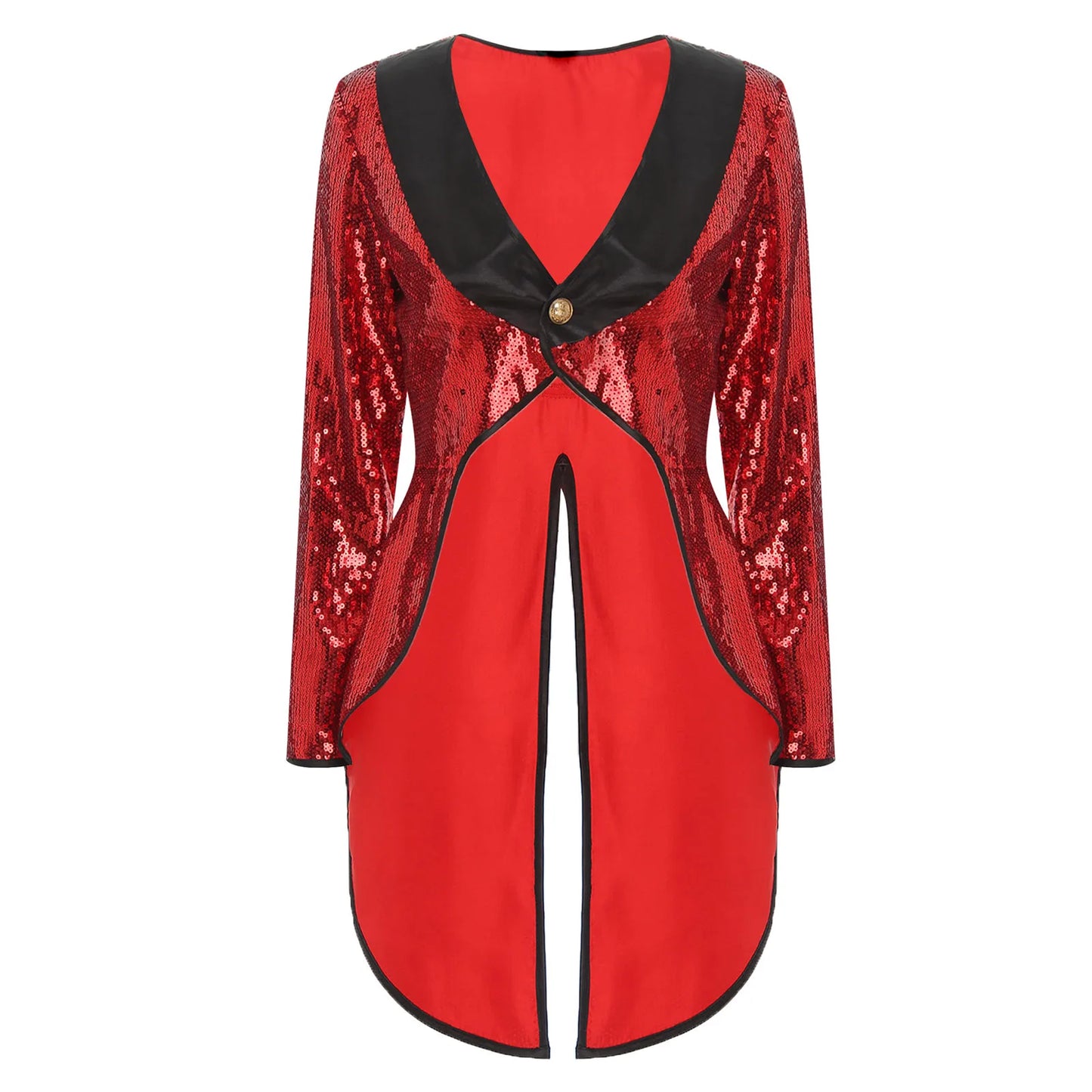 Womens Circus Ringmaster Cosplay Costume Halloween Theme Party Magician Stage Performance Clothes Shiny Sequin Tailcoat Jacket - Premium  from Lizard Vigilante - Just $37.99! Shop now at Lizard Vigilante