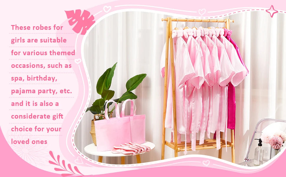 6/10/12 Set Birthday Squad Robes Spa Party for Girls Kimono Satin Spa Robes Child Party Favors for Kids Birthday Hot Pink Party - Premium  from Lizard Vigilante - Just $111.99! Shop now at Lizard Vigilante