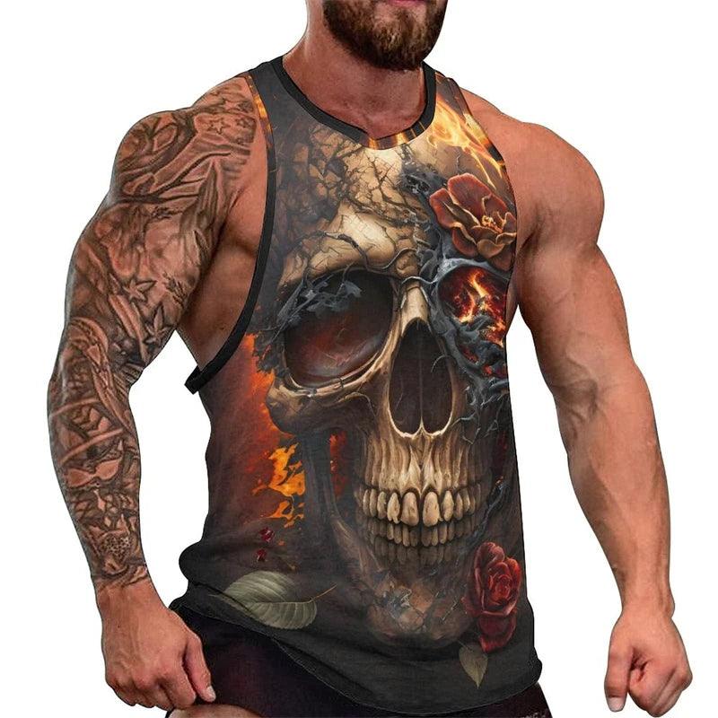 Fashion Skull 3D Print Men's Tank Top – Casual Hip Hop Graphic Tee | Streetwear Fitness Summer Sleeveless Shirt - Premium Tank Top from Lizard Vigilante - Just $23.99! Shop now at Lizard Vigilante