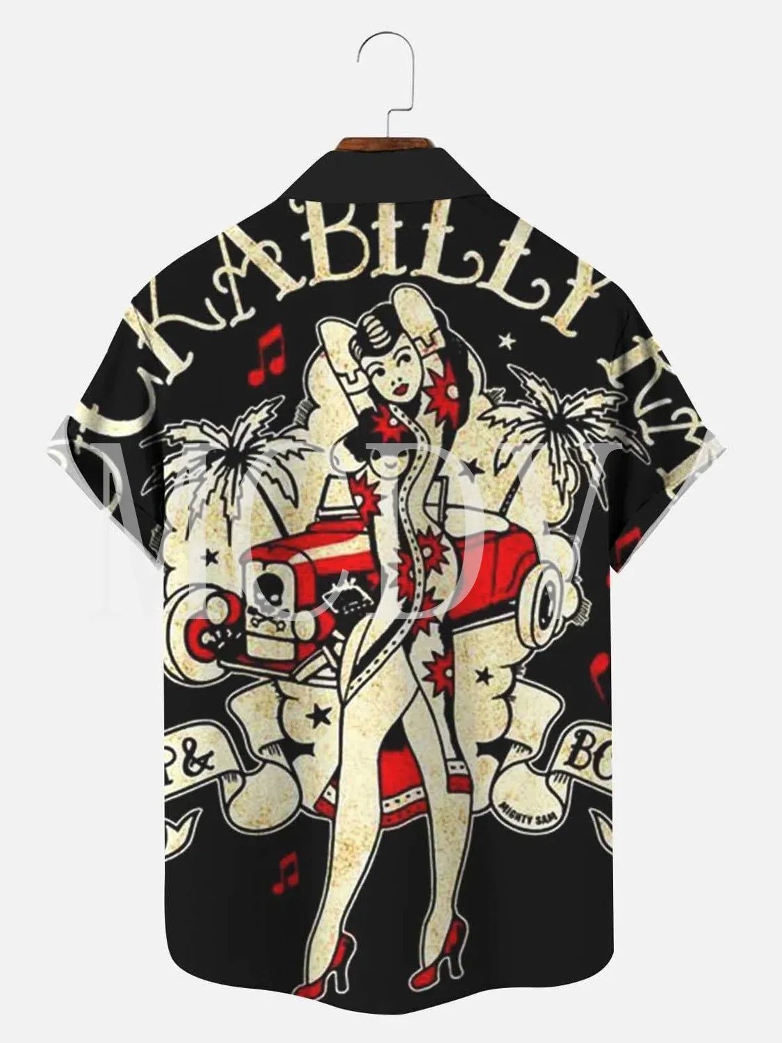 Men's Rockabilly Vintage Rocker Rock N Roll Printed Casual Breathable Short Sleeve Hawaiian Shirt - Premium  from Lizard Vigilante - Just $20.99! Shop now at Lizard Vigilante