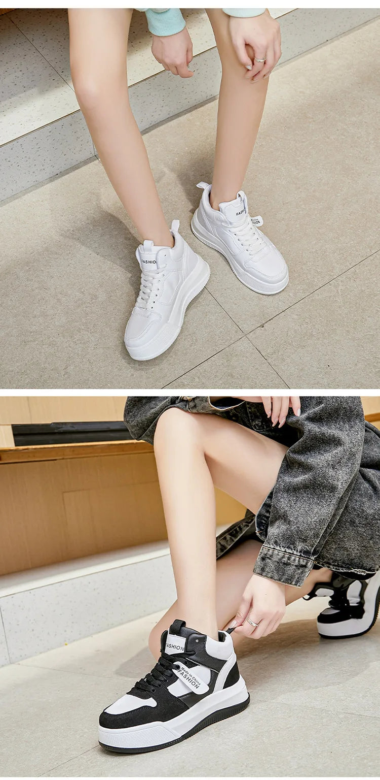 Women High Top Sneakers Walking Shoes Casual Sneakers Women Luxury Autumn Winter Sport Platform Shoes Rose Red Skate Shoes - Premium  from Lizard Vigilante - Just $49.99! Shop now at Lizard Vigilante