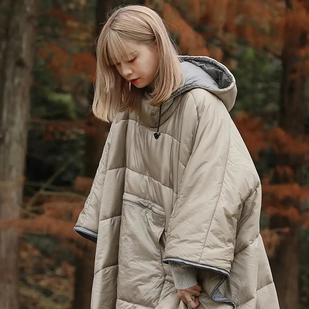 Outdoor Wearable Cloak Sleeping Bag Portable Warming Sleeping Bag Light-weight Cotton Sleeping Bag for Winter Camping Travel