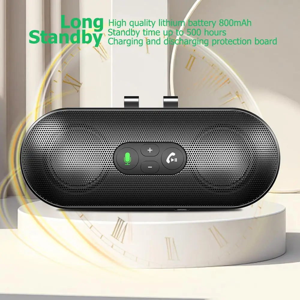 Bluetooth 5.4 Speaker Handsfree Car Kit Sun Visor Clip Wireless Audio Receiver Speakerphone Loud Music Player Dual Microphone