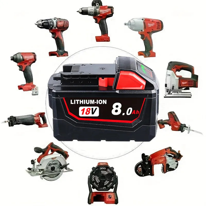 PowerRage M18 Riot Pack — 6x 18V 8.0Ah Li-Ion Batteries for Milwaukee Tools | 8000mAh High-Capacity Carnage Pack