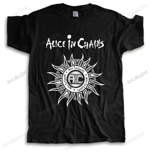 Alice in Chains Sun Logo Cotton T-shirt - Classic Men's Round Neck Casual Tee for Every Day - Premium T-shirt from Lizard Vigilante - Just $25.88! Shop now at Lizard Vigilante