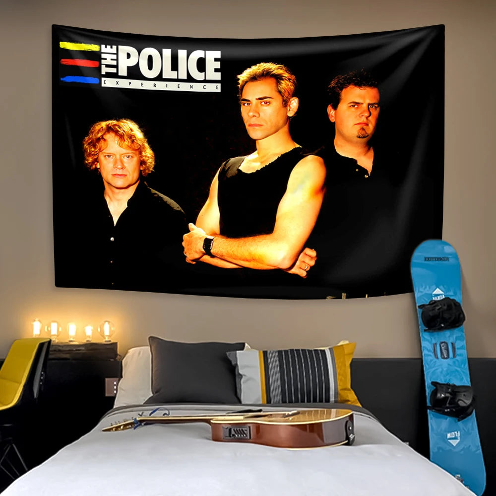 The Police Band Tapestry – Vintage British Rock Concert Wall Hanging for Bedroom or Dorm Decor - Premium tapestry from Lizard Vigilante - Just $10.99! Shop now at Lizard Vigilante