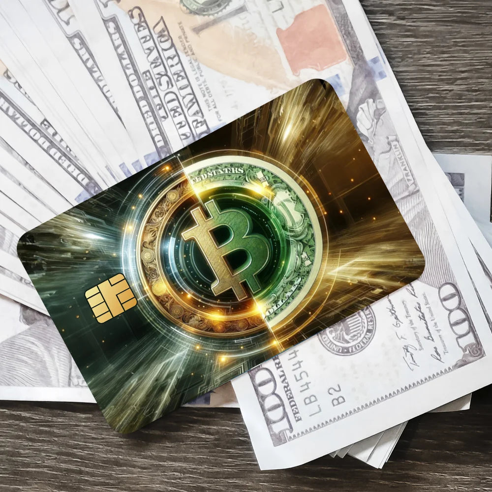 Crypto Currency Bitcoin Credit Card Stickers Waterproof Scratch Resistant 4PCS Set