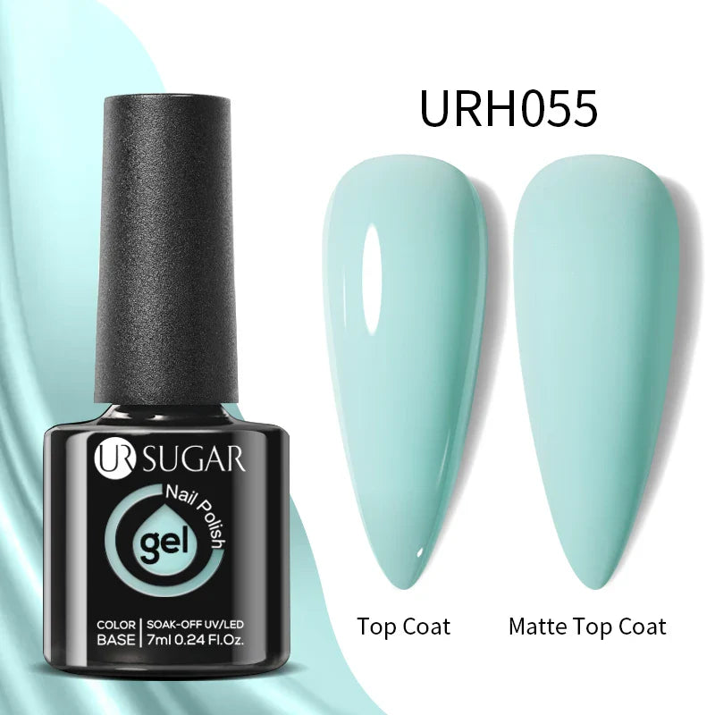 UR SUGAR Blue Color Rubber Base Gel Nail Polish Gold Glitter Base Gel Top Coat Soak Off UV LED Gel Nail Art Varnish Manicure