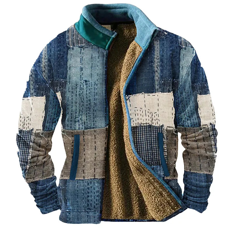 2024 Winter 3D Digital Printed Men’s Sweatshirt – Thickened Zipper Cardigan with Irregular Patterns – Warm Polyester Casual Outerwear - Premium jacket from Lizard Vigilante - Just $43.88! Shop now at Lizard Vigilante