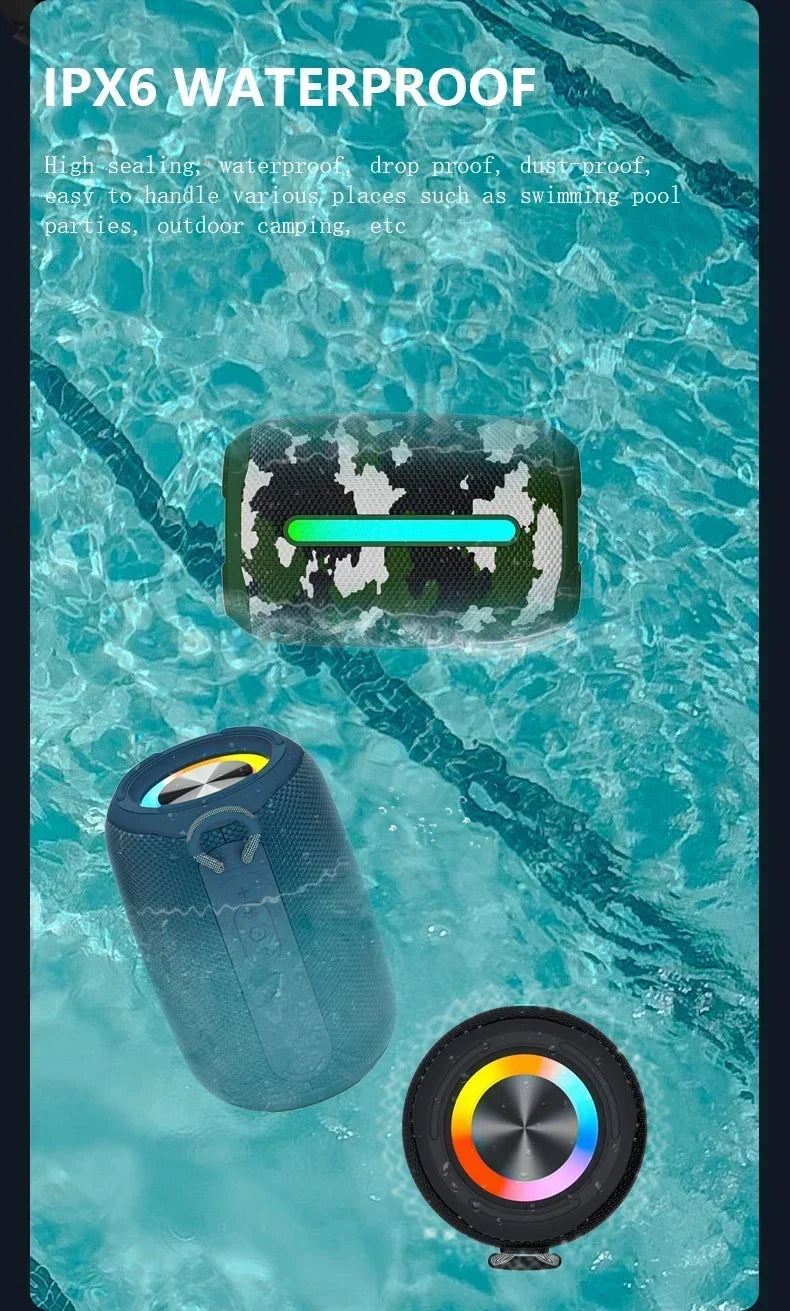 Super Powerful Wireless 5.3 Bluetooth Speaker RGB Light Caixa De Som Enhanced Bass IPX6 Waterproof Subwoofer 3D Stereo Sound Box