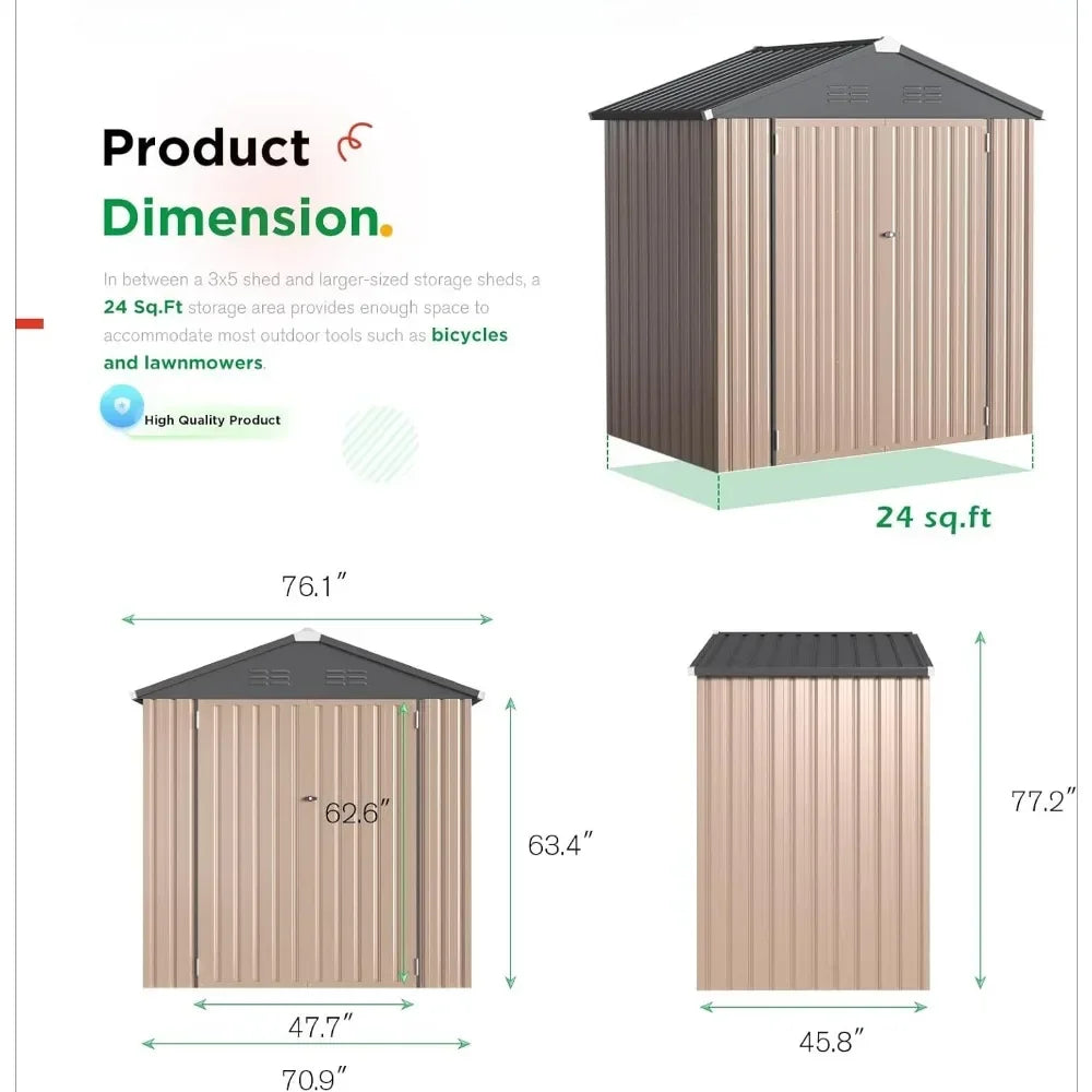 6'x 4' Weatherproof Metal Shed with Adjustable Shelves - Premium shed from Lizard Vigilante - Just $338.88! Shop now at Lizard Vigilante