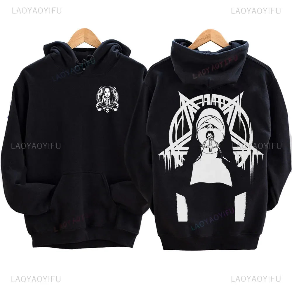 The Bad Nun Antisocial Hip-Hop Hoodie – Harajuku Gothic Streetwear for Men’s Autumn-Winter Style - Premium hoodie from Lizard Vigilante - Just $41.08! Shop now at Lizard Vigilante