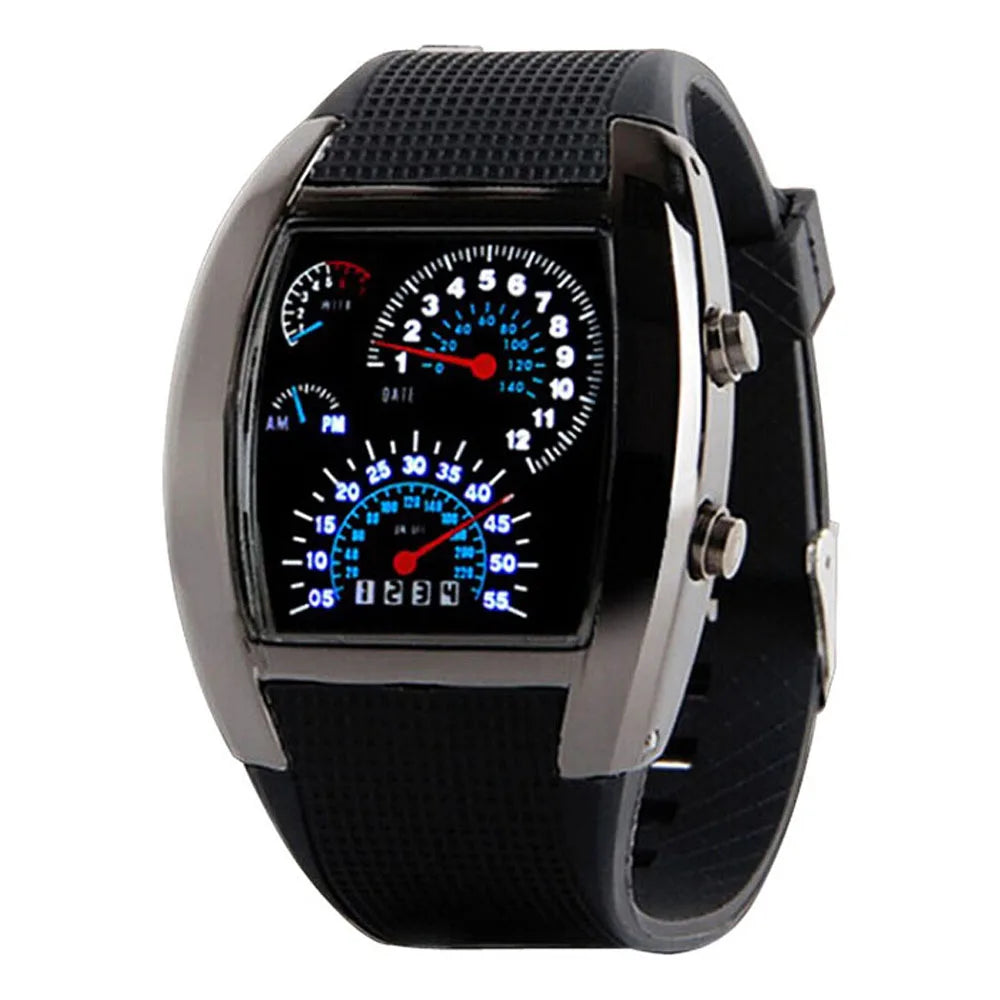 Luxury Digital Flash Dial Sports Watch - LED Aviation Turbo Display for Men & Women - Premium watch from Lizard Vigilante - Just $23.88! Shop now at Lizard Vigilante