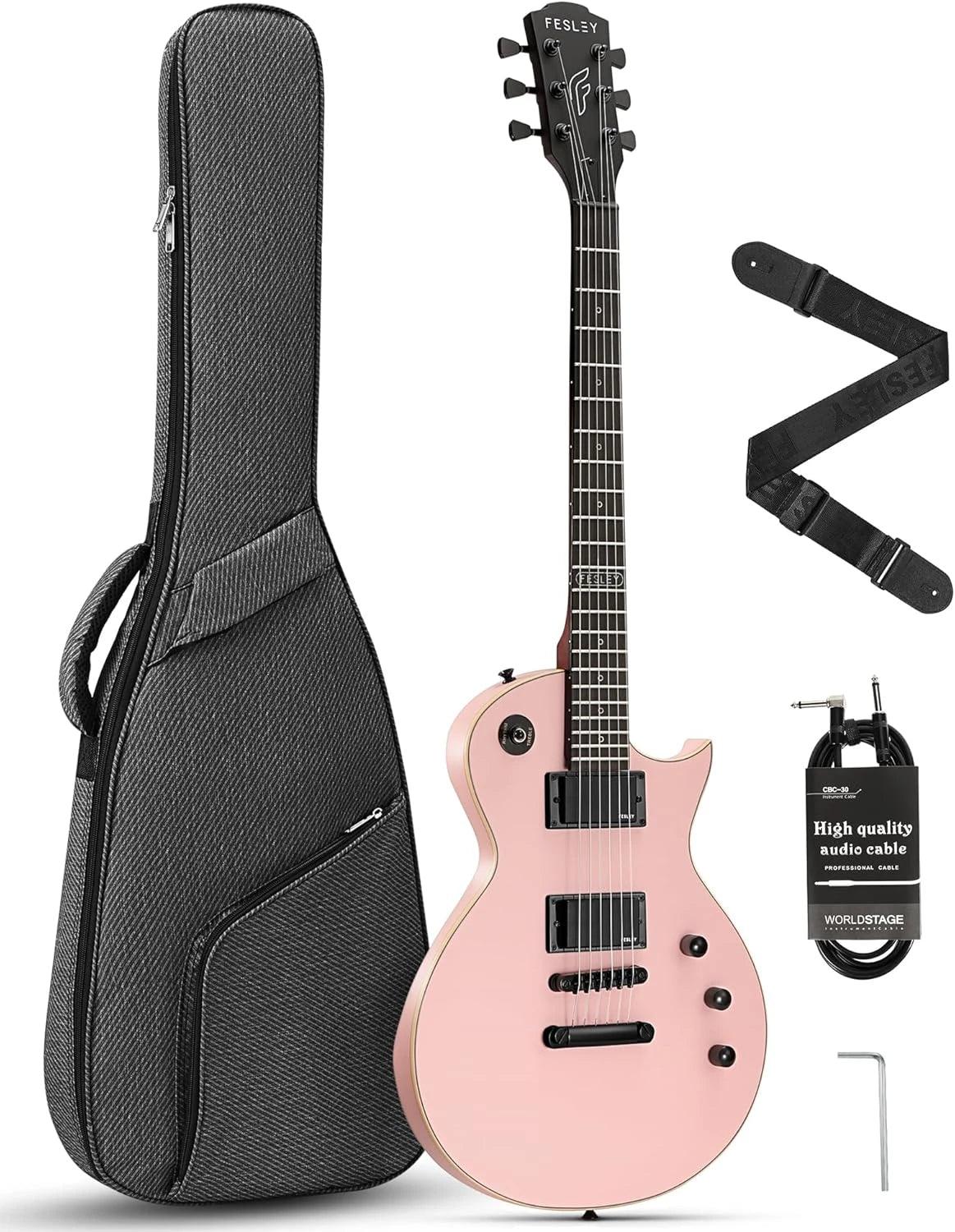 39" LP Electric Guitar Kit, Poplar Body, Mahogany Neck, 22 Frets, 6 String Guitar with Gig Bag, Cable, FLP350, Matte, Black - Premium Electric Guitar from Lizard Vigilante - Just $249.99! Shop now at Lizard Vigilante