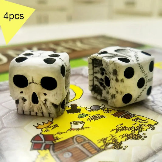 4Pcs Skull Dice 6-Sided Bone Unique Gift Gamer Great For Role Playing Board Game For Halloween - Premium dice from Lizard Vigilante - Just $16.88! Shop now at Lizard Vigilante