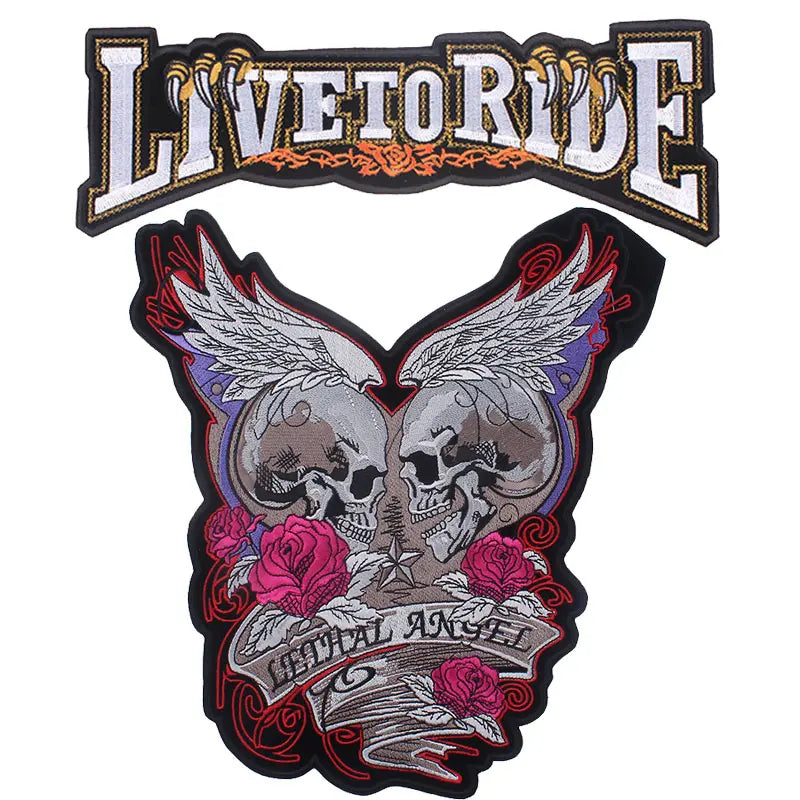 Punk Biker Patch Iron/Sew On Embroidery Patches On Clothes Skull Big Pacthes For Jacket Applique DIY Rock Large Back Pacth Badge - Lizard Vigilante