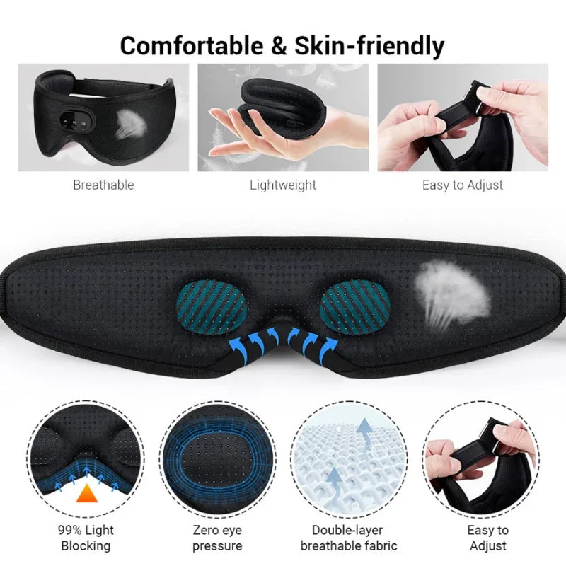 White noise version 3D wireless music sleep headset bluetooth eye mask microphone call manufacturers Dropshipping Christmas Gift - Premium  from Lizard Vigilante - Just $37.99! Shop now at Lizard Vigilante