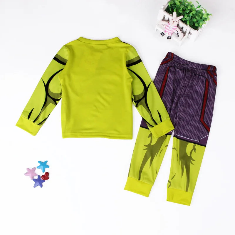 Avengers Superhero Pajama Set — Boys Long Sleeve Spider-Man & Iron Man Nightwear Cosplay Costume