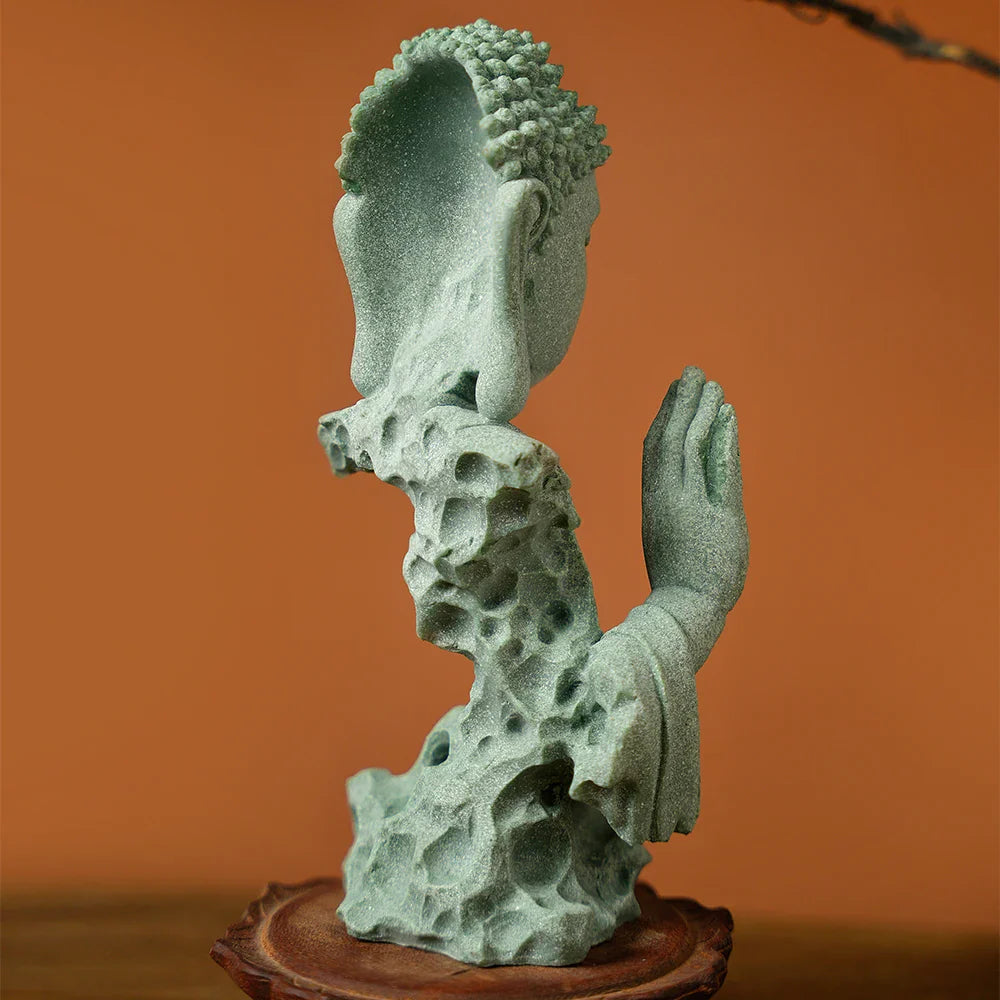 Buddhist Statue Desktop Decoration Tablescape Decoration Home Zen Statue Green Sandstone