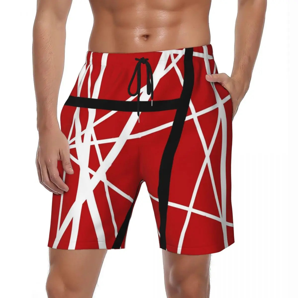 Van Halen Summer Stripes Gym & Swim Shorts – Fast-Dry Digital Print Board Shorts for Men’s Beach Adventures - Premium shorts from Lizard Vigilante - Just $38.88! Shop now at Lizard Vigilante