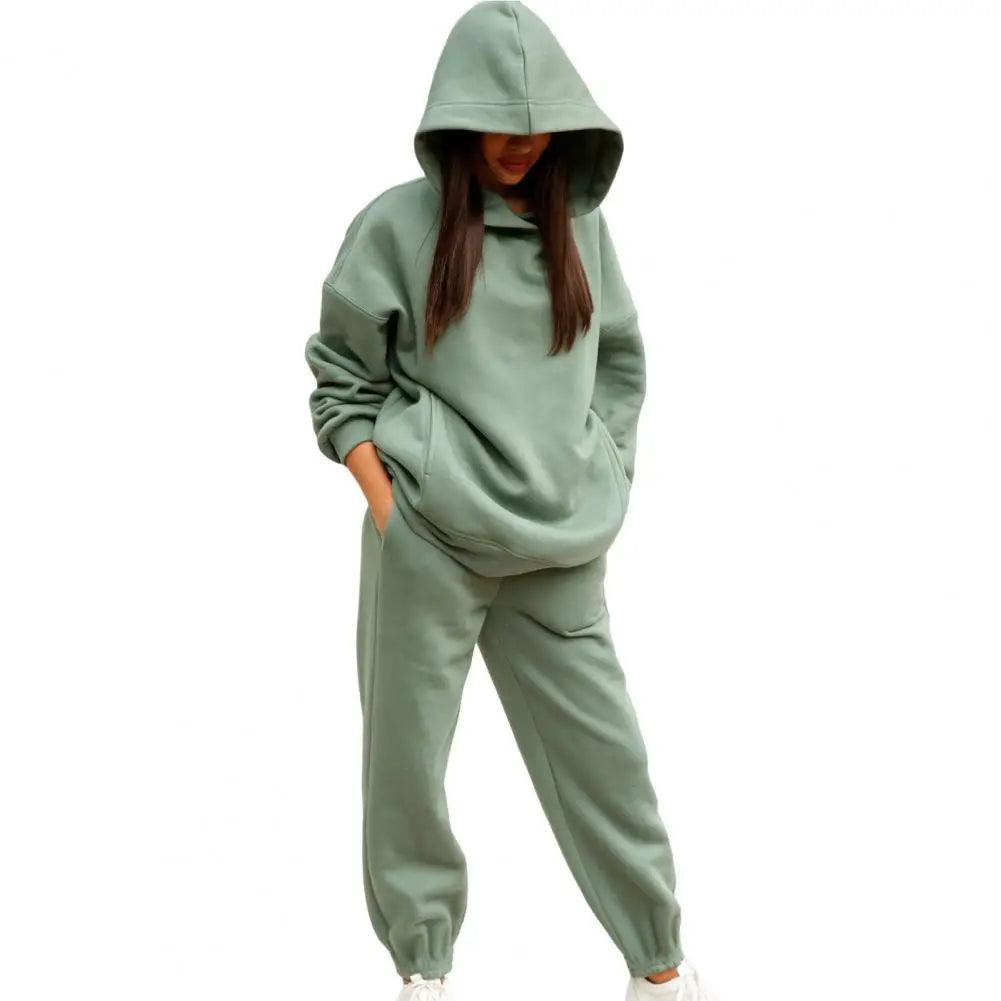 Women's Two-Piece Tracksuit Set – Hooded Sweatshirt & Sweatpants for Spring and Autumn - Premium hoodie set from Lizard Vigilante - Just $28.88! Shop now at Lizard Vigilante