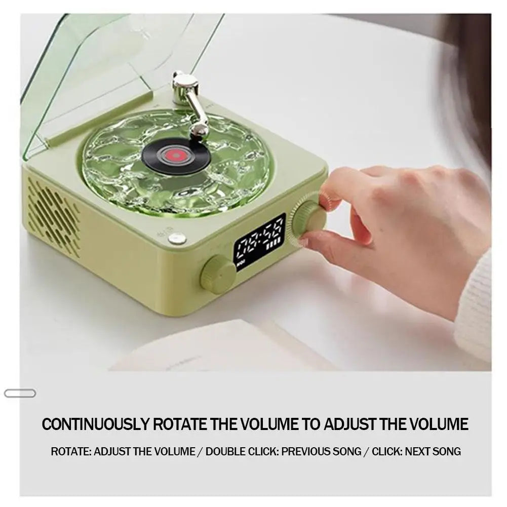 Turntable Bluetooth Speaker With LED Ocean Clock,Hi-Fi Mood Light Audio System For Home Decor & Birthday Gifts