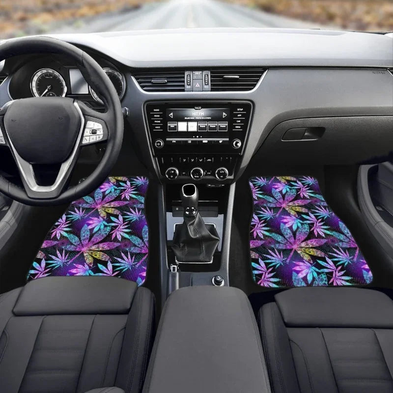 Trippy Cannabis Psychedelic Car Floor Mats – Vibrant Weed Smoker Accessories, Hippie Marijuana Design for SUVs, Trucks, Sedans, Vans - Premium floor mats from Lizard Vigilante - Just $38.88! Shop now at Lizard Vigilante