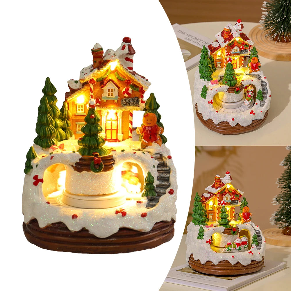 Christmas Music Box Illuminated Music Resin House Ornament Rotating Winter Scene 6.3inch Home Tabletop Decoration Gift for Kids - Premium  from Lizard Vigilante - Just $42.99! Shop now at Lizard Vigilante