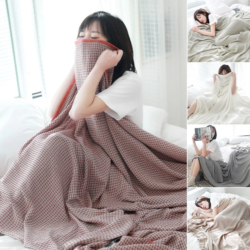Cotton Bamboo Fiber Blanket Lunch Break Blanket Summer Cooling Sofa Bed Air Condition Blankets For Kids Adults Bedding Coverlet