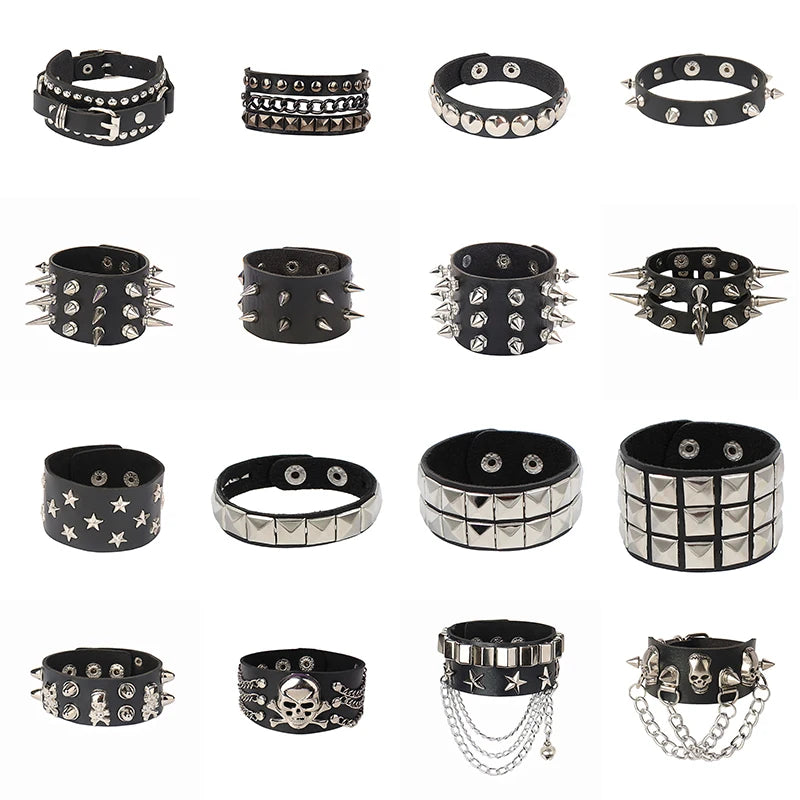 Punk Skull Goth Cuff Bracelet – New Bold, Edgy Style for Men and Women! - Premium bracelets from Lizard Vigilante - Just $18.88! Shop now at Lizard Vigilante