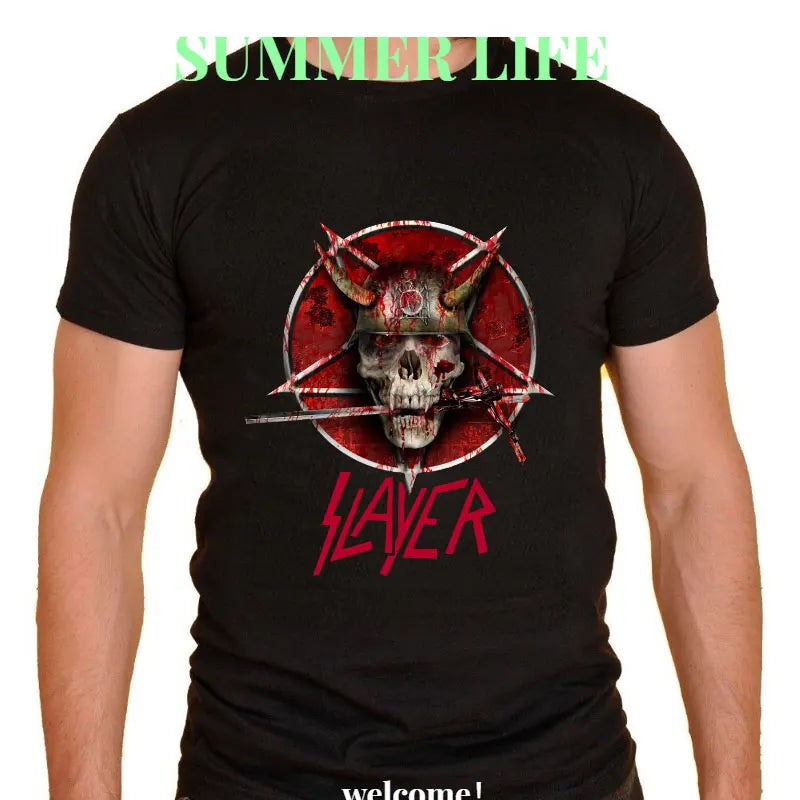 Slayer Metal Band Graphic T-Shirt for Men – Cool Punk Rock Y2K Tee, Unisex Casual Top, XS-4XL - Premium T-shirt from Lizard Vigilante - Just $23.88! Shop now at Lizard Vigilante