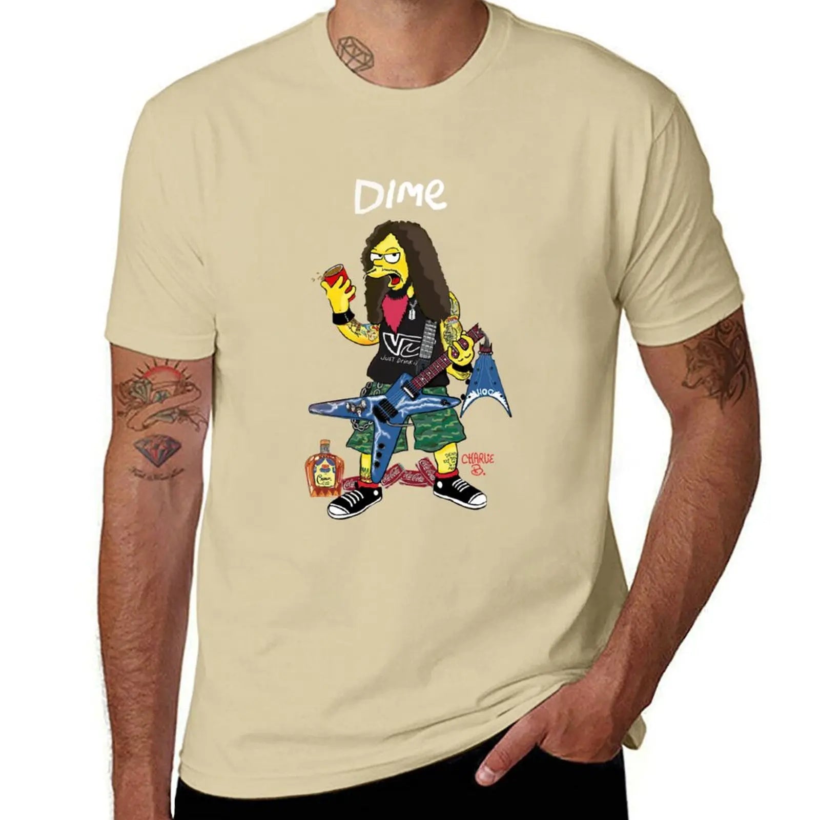 Dimebag Darrell Art -Classic T-Shirt Summer Tops Oversizeds Men's Graphic TShirts - Lizard Vigilante