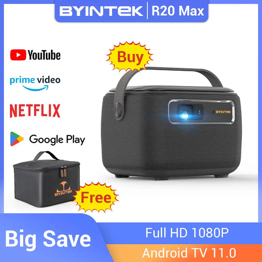 BYINTEK R20 Max Mini Projector 4K DLP Smart WiFi Android 11.0 LED 1080P Outdoor Home Theater Projectors With 15600mAh Battery - Premium  from Lizard Vigilante - Just $931.99! Shop now at Lizard Vigilante