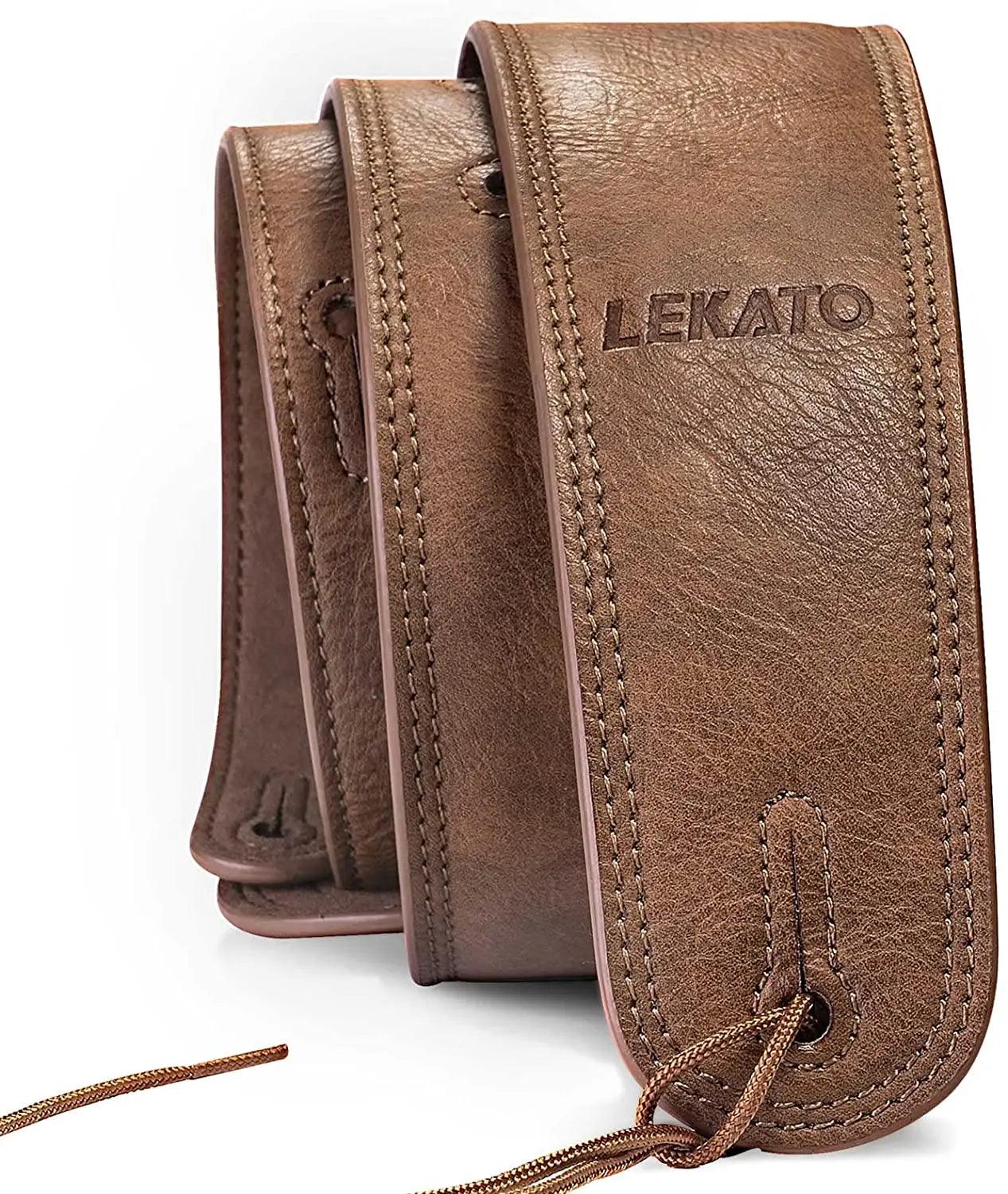 Lekato 2.5 Inch Wide Guitar Strap Leather with Thicken Foam Padded for Bass Electric Guitar Adjustable 41 To 51 Leather Strap - Lizard Vigilante